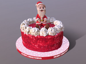 Santa Clause Christmas Red Velvet Cake 3D Model