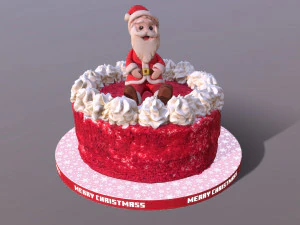 Bolo De Veludo Vermelho De Natal Do Papai Noel Modelo 3D
