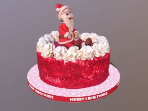 Santa Clause Christmas Red Velvet Cake Modelo 3D