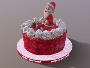 Santa Clause Christmas Red Velvet Cake Modelo 3D