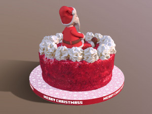Santa Clause Christmas Red Velvet Cake Modelo 3D