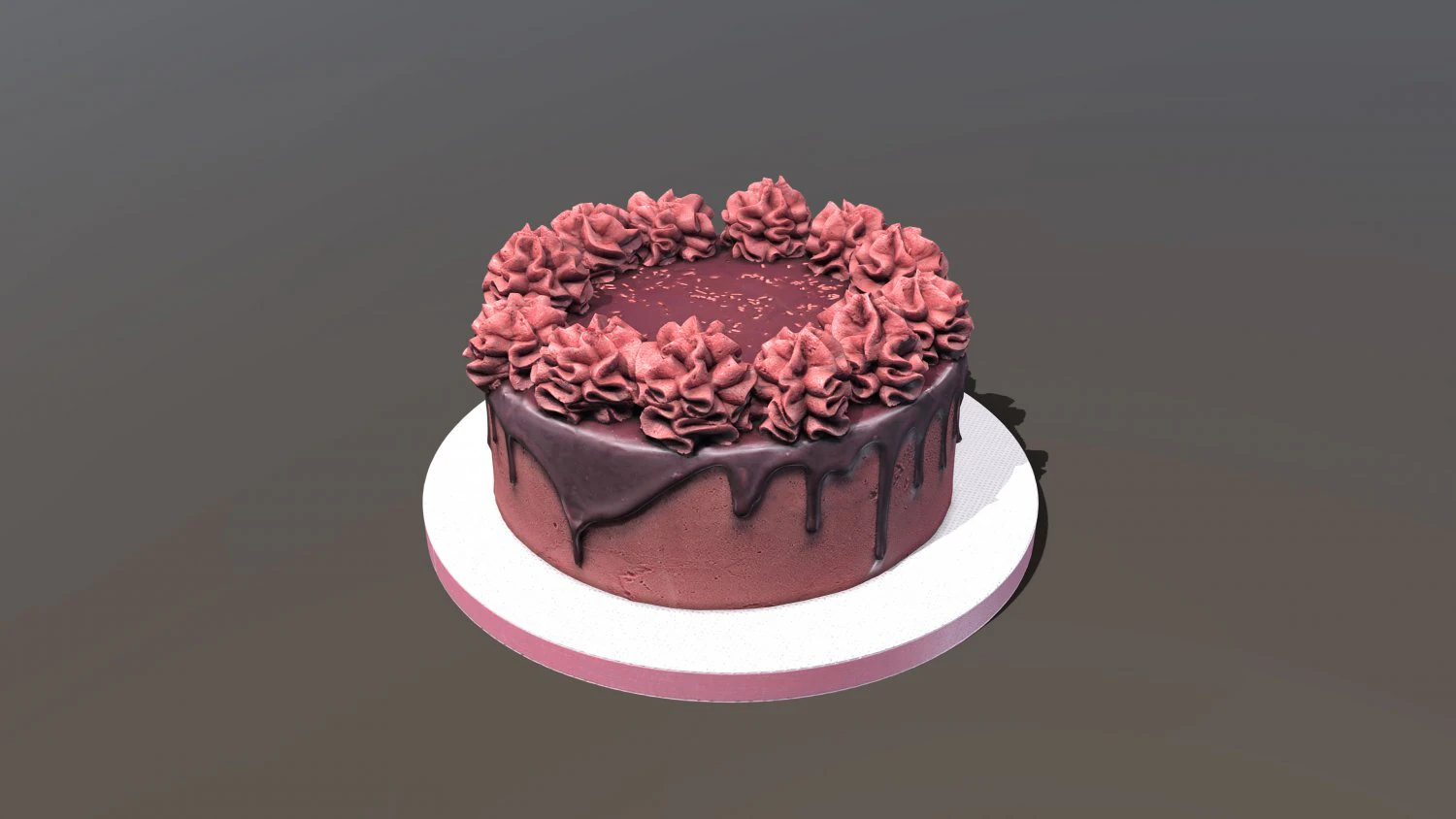 Red Velvet Gateau 3D Model .c4d .max .obj .3ds .fbx .stl .blend 