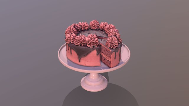 Sliced Red Velvet Gateau 3D Модель .c4d .max .obj .3ds .fbx .stl .blend 