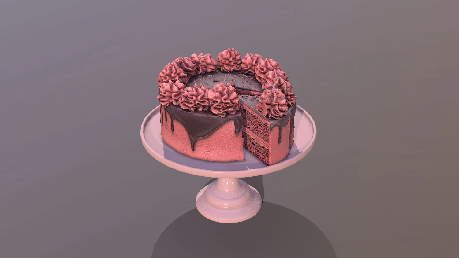 Sliced Red Velvet Gateau 3D Model .c4d .max .obj .3ds .fbx .stl .blend 
