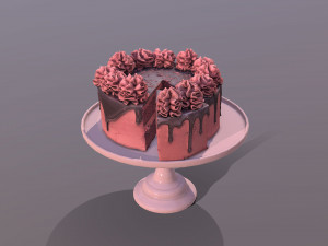 Sliced Red Velvet Gateau 3D Модель