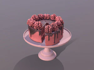 Sliced Red Velvet Gateau 3D Model