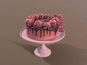 Sliced Red Velvet Gateau 3D Model
