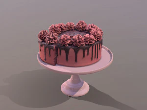 Sliced Red Velvet Gateau 3D Model