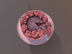 Sliced Red Velvet Gateau 3D Модель