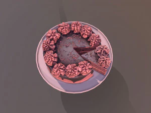 Sliced Red Velvet Gateau 3D Model