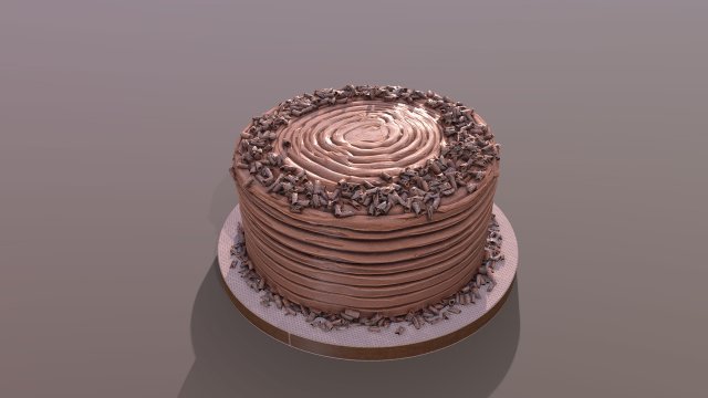 Chocolate Shaved Buttercream Cake 3D Model .c4d .max .obj .3ds .fbx .stl .blend 