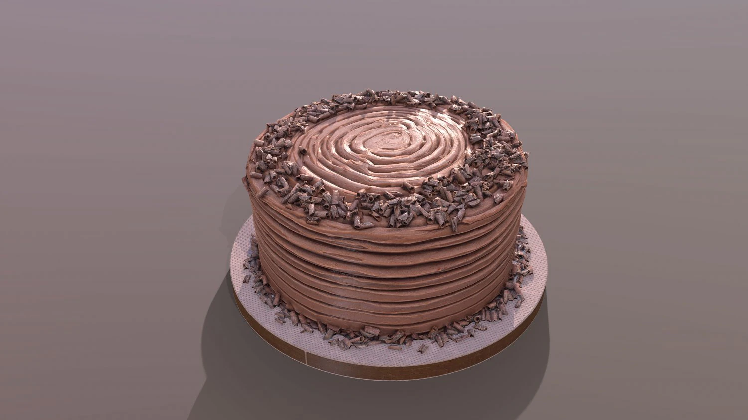 Chocolate Shaved Buttercream Cake 3D Model .c4d .max .obj .3ds .fbx .stl .blend 