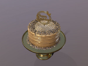 Elegant Golden Birthday Cake Modèle 3D