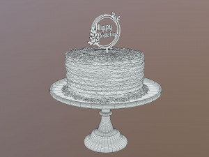 Elegant Golden Birthday Cake Modèle 3D