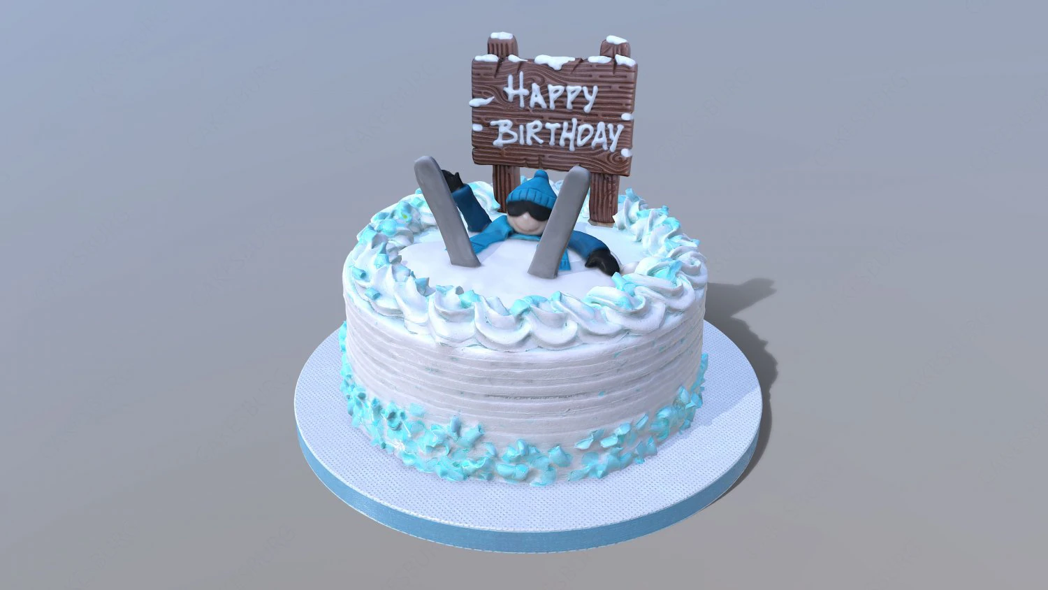 Snow Skiing Cake 3D Model .c4d .max .obj .3ds .fbx .stl .blend 