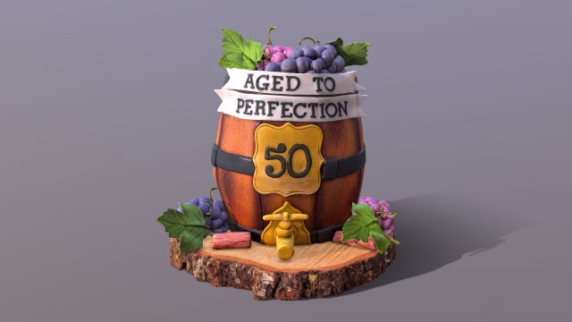 Aged To Perfection 50 Age Cake 3D Model .c4d .max .obj .3ds .fbx .lwo .lw .lws