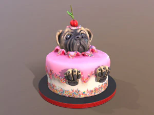 Bolo Pug Modelo 3D