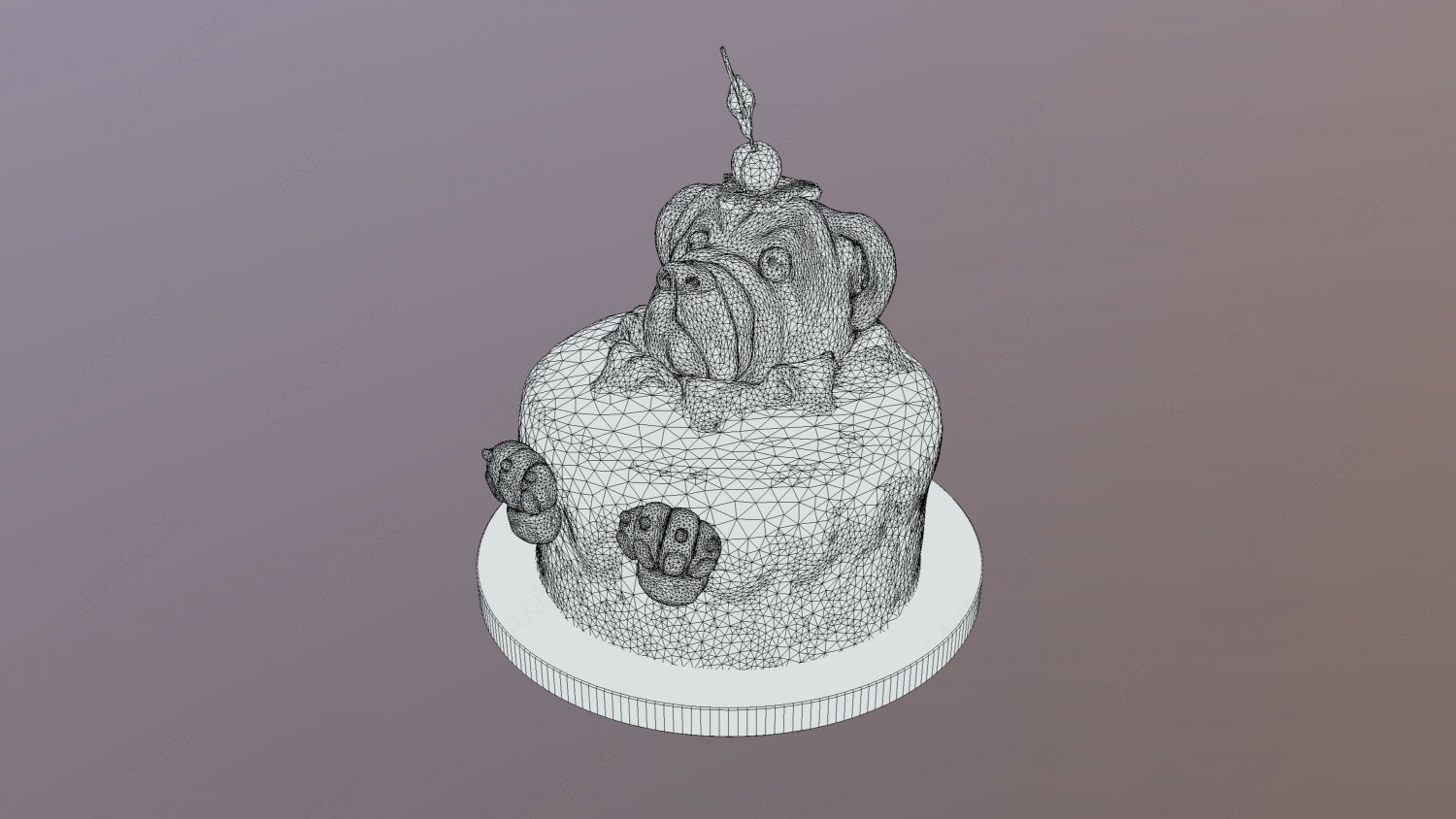 Pug Cake 3D Model in Sweets 3DExport