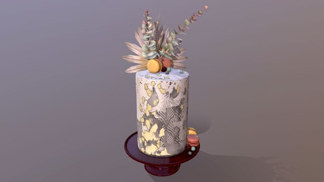 Luxury Golden Buttercream Cake 3Dモデル .c4d .max .obj .3ds .fbx .stl .blend 