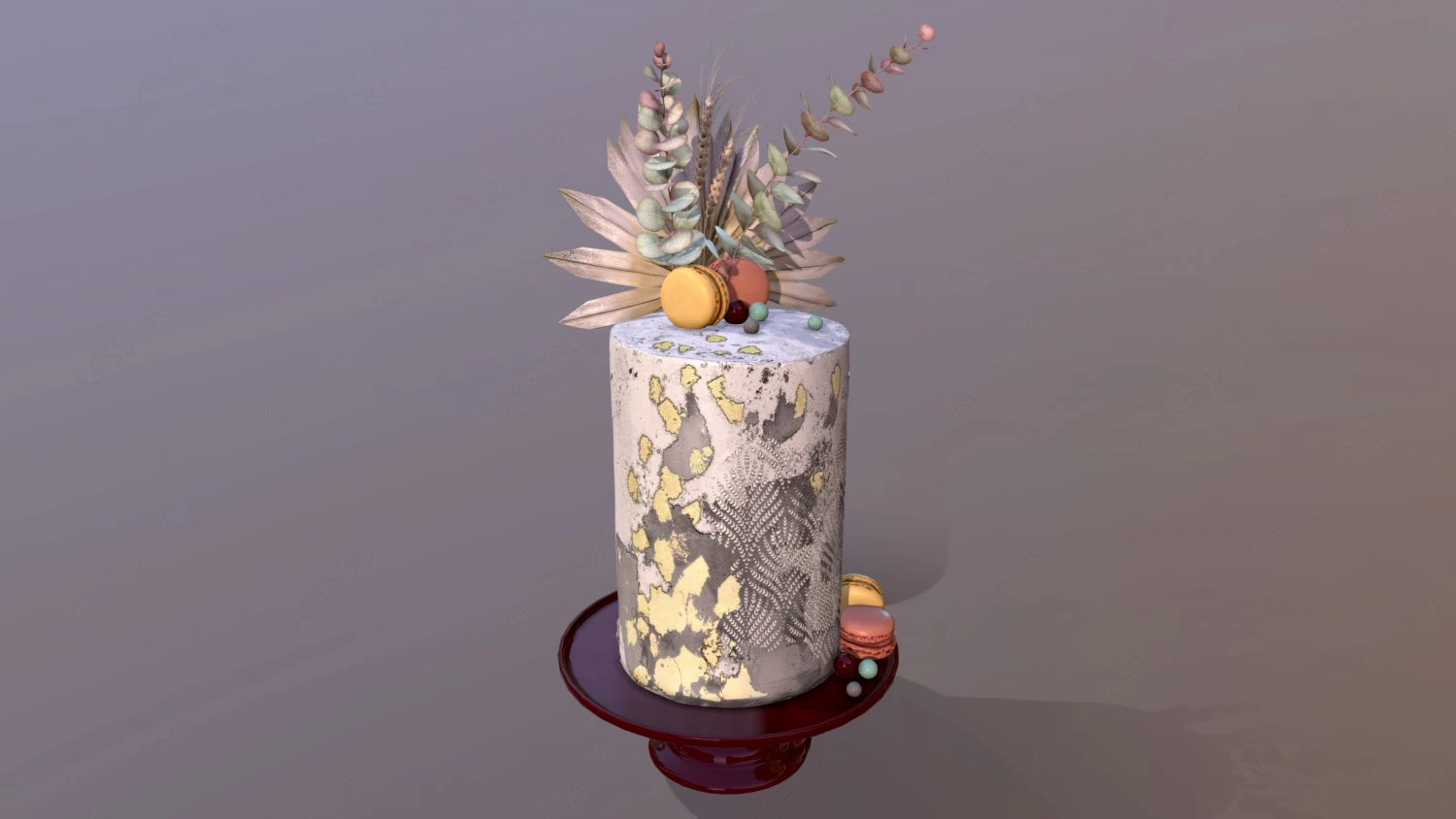 Luxury Golden Buttercream Cake 3D Model .c4d .max .obj .3ds .fbx .stl .blend 