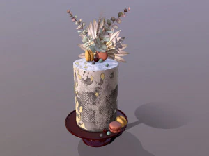 Luxury Golden Buttercream Cake 3D Model
