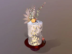Luxury Golden Buttercream Cake 3D Model