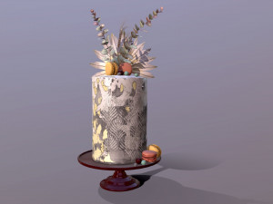 Luxury Golden Buttercream Cake 3Dモデル