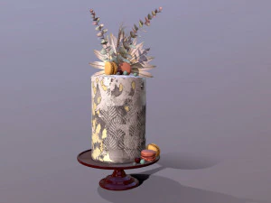 Luxury Golden Buttercream Cake 3D Model