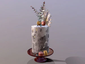 Luxury Golden Buttercream Cake 3D Model