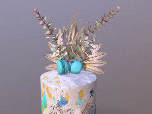 Luxury Golden Blue Buttercream Cake Modèle 3D