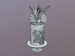 Luxuri&ouml;ser goldblauer Buttercremekuchen 3D Modell