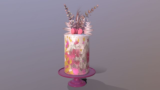 Luxury Golden Pink Buttercream Cake 3D Model .c4d .max .obj .3ds .fbx .lwo .lw .lws