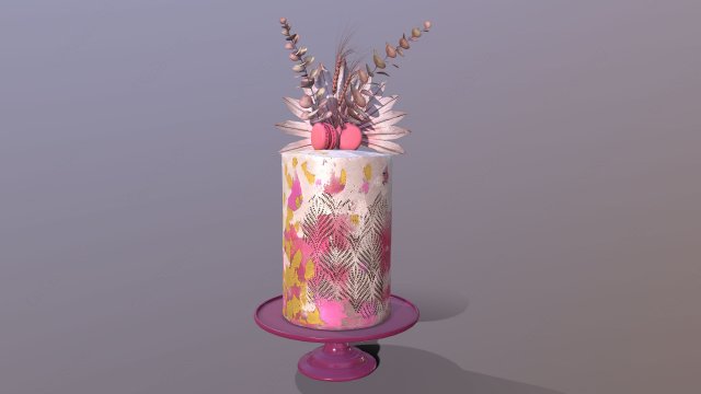Luxury Golden Pink Buttercream Cake 3Dモデル .c4d .max .obj .3ds .fbx .stl .blend 