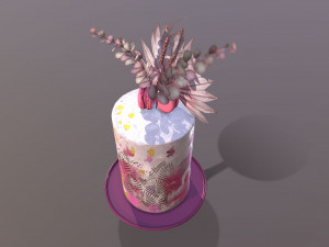 Luxury Golden Pink Buttercream Cake 3Dモデル