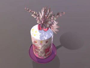 Luxury Golden Pink Buttercream Cake 3D Model