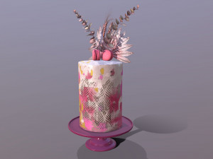 Luxury Golden Pink Buttercream Cake 3Dモデル
