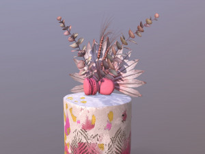 Luxury Golden Pink Buttercream Cake 3Dモデル