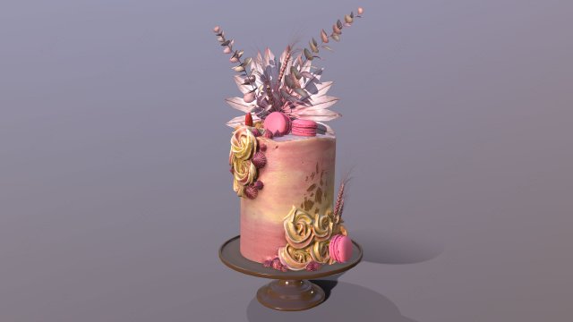 Luxury Golden Swirl Cake 3D Model .c4d .max .obj .3ds .fbx .lwo .lw .lws