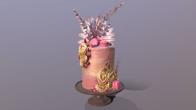 Luxury Golden Swirl Cake 3D Model .c4d .max .obj .3ds .fbx .stl .blend 