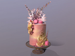 Luxury Golden Swirl Cake 3D Model
