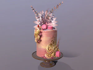 Bolo Redemoinho Dourado Luxo Modelo 3D