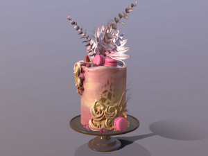 Luxury Golden Swirl Cake 3D Model