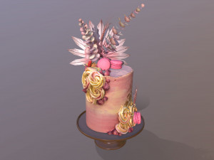 Luxury Golden Swirl Cake 3D Model