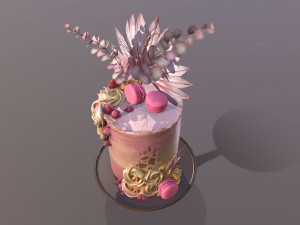 Luxury Golden Swirl Cake 3D Model