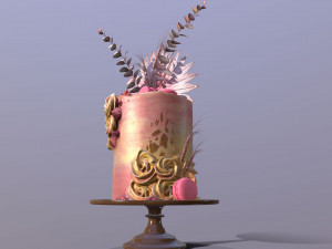 Luxury Golden Swirl Cake 3D Model
