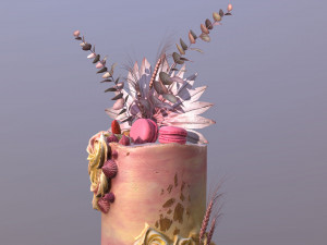 Luxury Golden Swirl Cake 3D Model