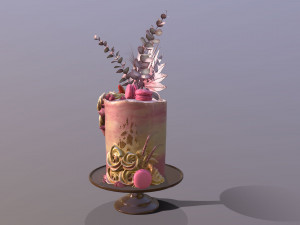 Luxury Golden Swirl Cake 3D Model