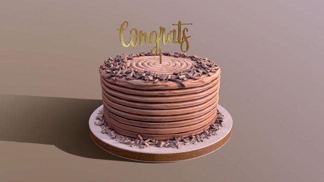 Chocolate Shaved Congrats Buttercream Cake 3D Model .c4d .max .obj .3ds .fbx .lwo .lw .lws