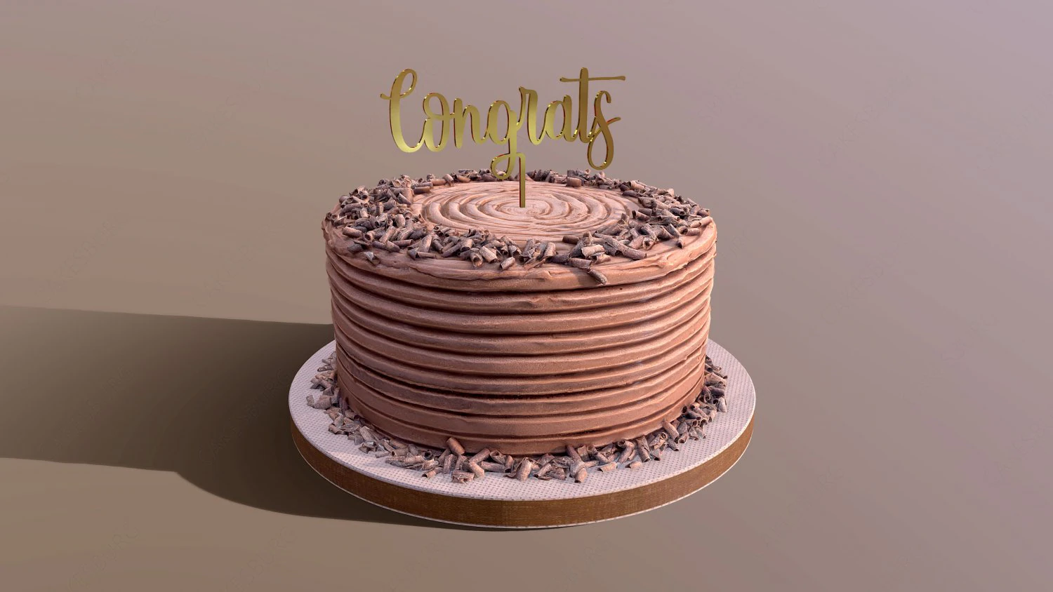 Chocolate Shaved Congrats Buttercream Cake 3D Model .c4d .max .obj .3ds .fbx .stl .blend 
