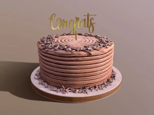 Bolo De Chocolate Raspado Parab&eacute;ns Buttercream Modelo 3D